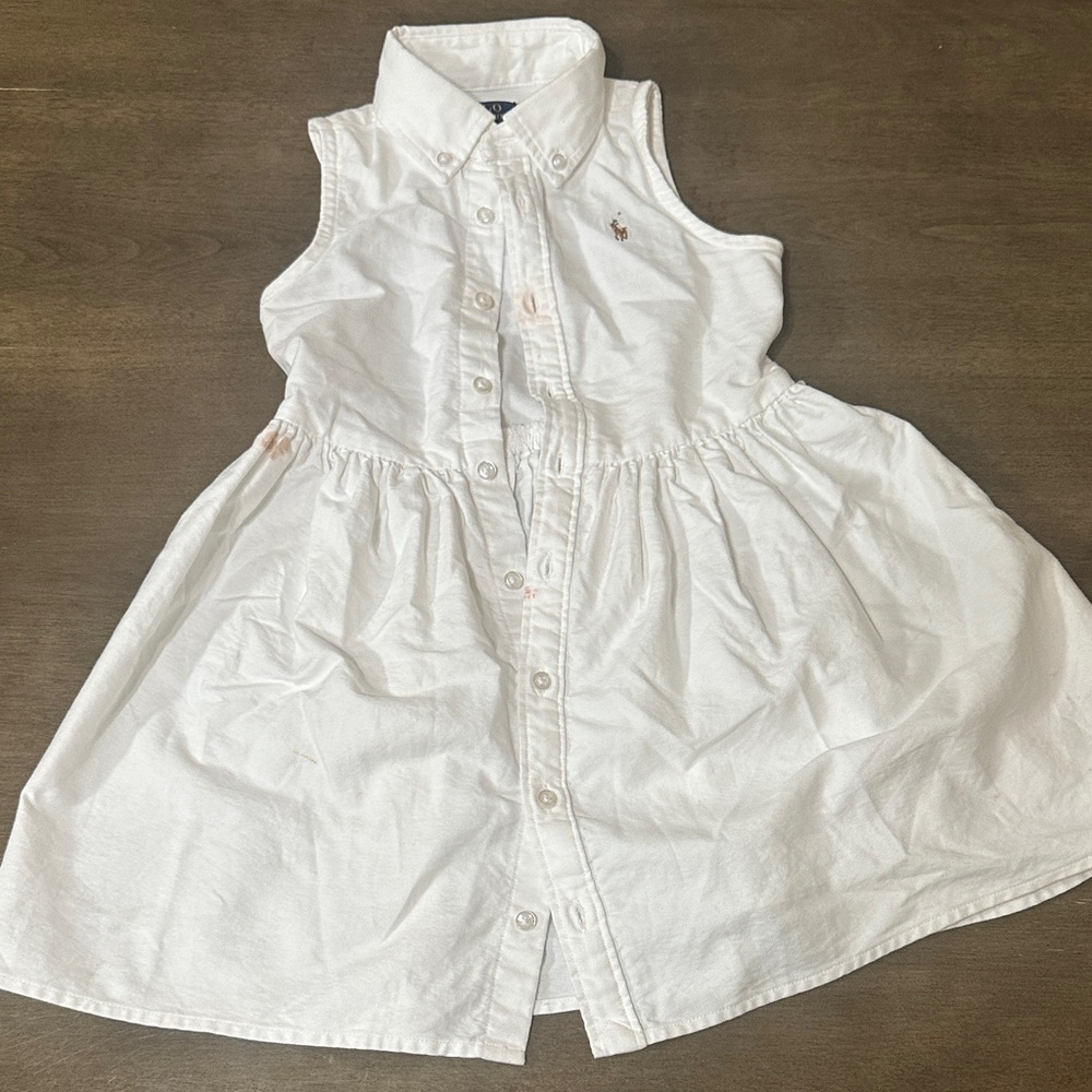 Polo White Sleeveless Button-Up Dress